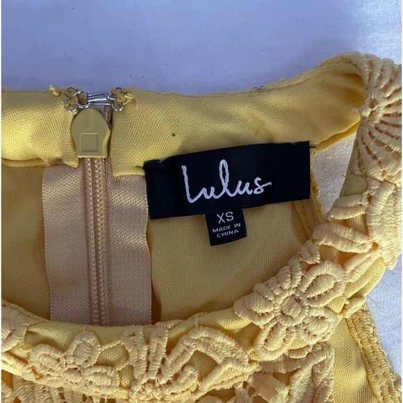 Lulus Love Poem Lace Mini Dress in Yellow Size Extra Small - Picture 6 of 7